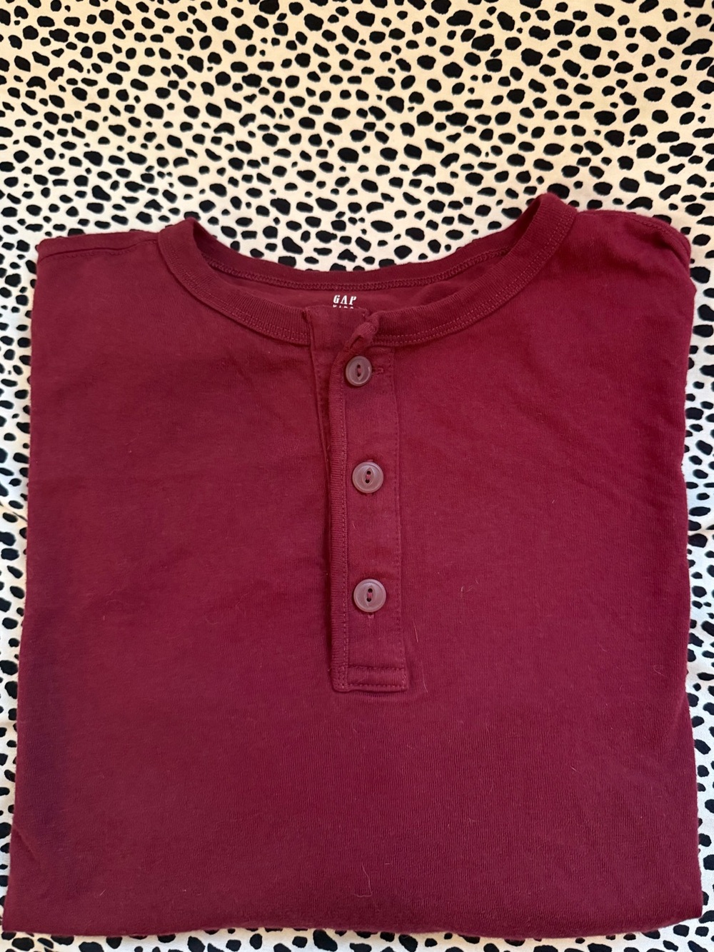 GAP Kids Maroon Three-Button Henley Long Sleeve Shirt